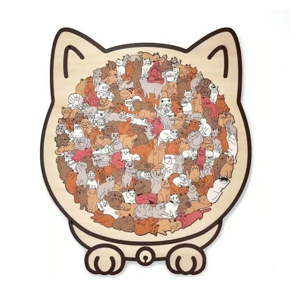 Holzpuzzle in Katzenform