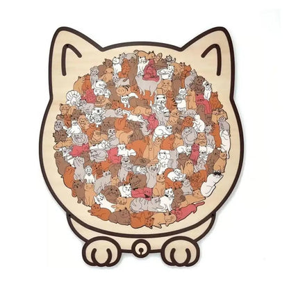 Holzpuzzle in Katzenform